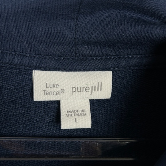 J. Jill size L Purejill cowl neck swing dress navy luxe tencel short long sleeve - Picture 11 of 13